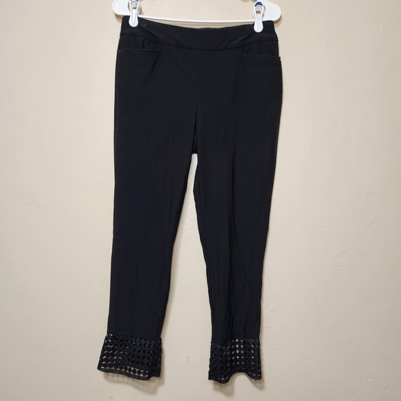 Chico's Pants - Chico's Black Tapered Dress Pants Size‎ 0 Lace Cutoff Hem Small
